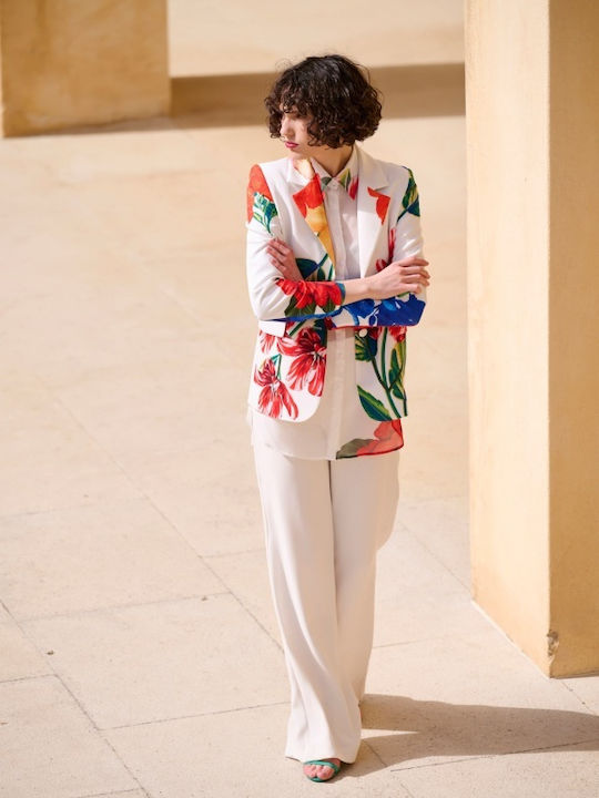 Matis Fashion Μακρύ Γυναικείο Σακάκι Floral Matis Fashion Μακρύ Γυναικείο Σακάκι Floral