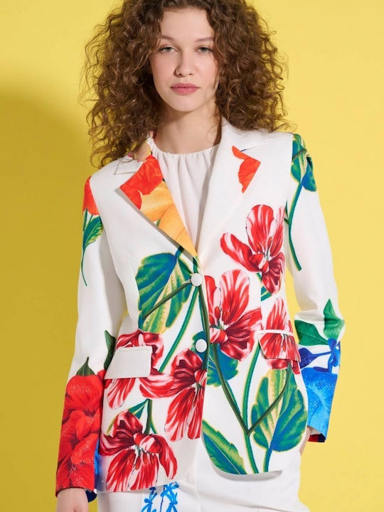 Matis Fashion Long Women's Blazer Floral