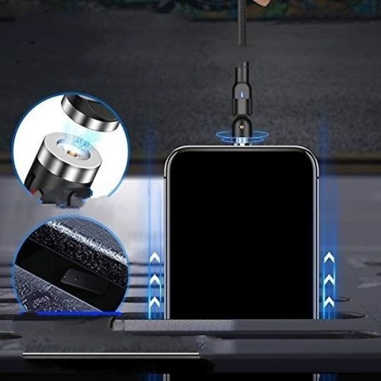 LED / Magnetic Cablu USB la micro USB cu mai multe porturi 3.1A Negru 2m