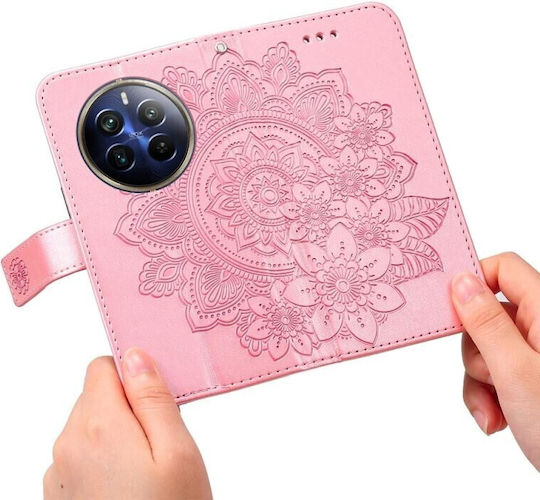 Flowers Wallet Ροζ Χρυσό (Realme 12 Pro 5G / 12 Pro+ Plus 5G)