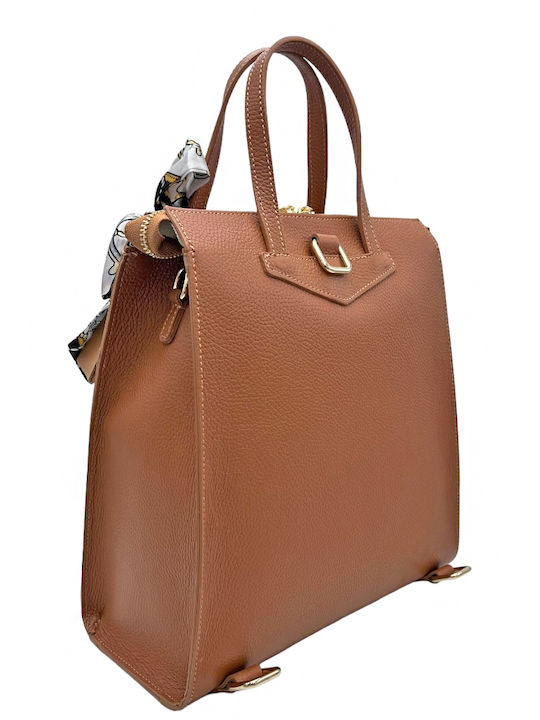 Savil Leder Damen Tasche Rucksack Tabac Braun