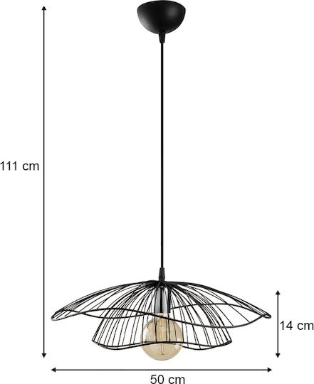 Megapap Yildo Hängelampe Schwarz Raster mit Fassung E27 50x111cm.