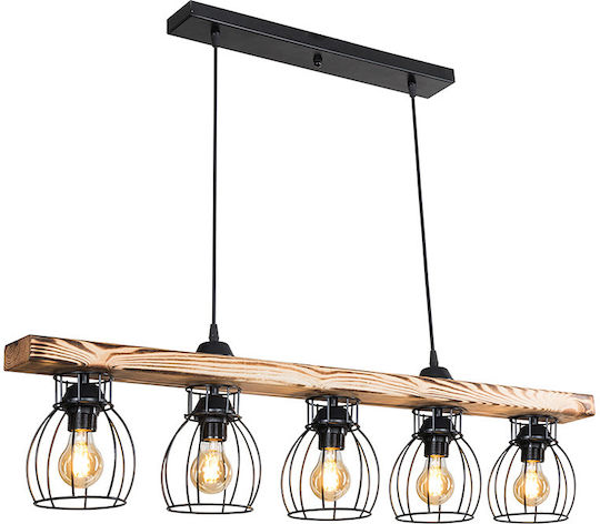 Pakketo Jazzy Pendant Light Black with Socket E27 100x27x27cm