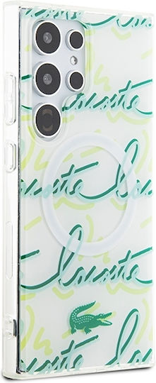 Lacoste Logo Script Magsafe Back Cover Πλαστικό Λευκό (Galaxy S24 Ultra)