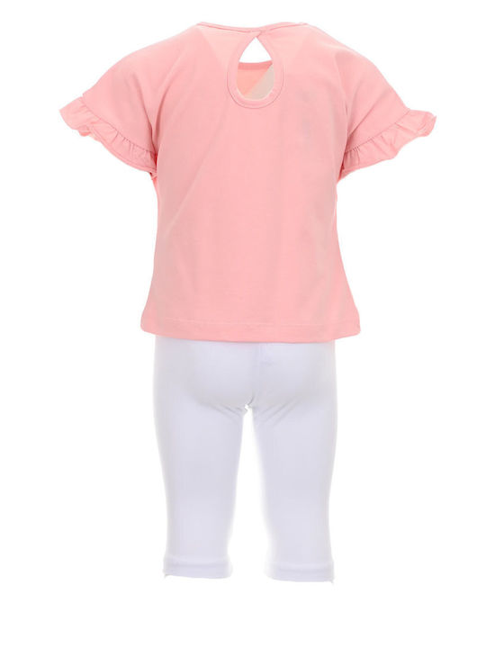 Nek Kids Wear Kinder Set mit Leggings Sommer 2Stück Pink and white