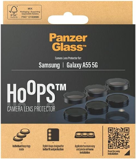 PanzerGlass Hoops Camera Protection Tempered Glass Black for the Samsung Galaxy A55 5G A556