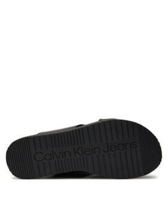 Calvin Klein Γυναικεία Σανδάλια Flatforms σε Μαύρο Χρώμα