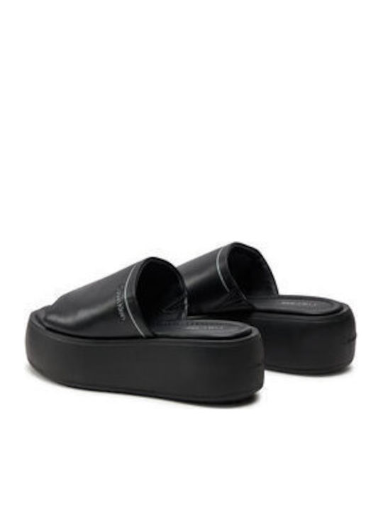 Sandale casual damă din piele Flatforme Negră
