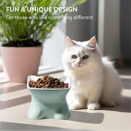 Navaris Set de 2 Ceramică Bol Mâncare & Apă pentru Câine & Pisică 120ml 11.6cm în Culoare Verde