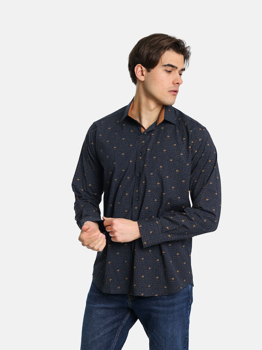 Paco & Co Men's Shirt Long Sleeve Cotton Navy Blue