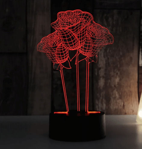 Dreidimensional Dekorative Lampe Blume Rosa