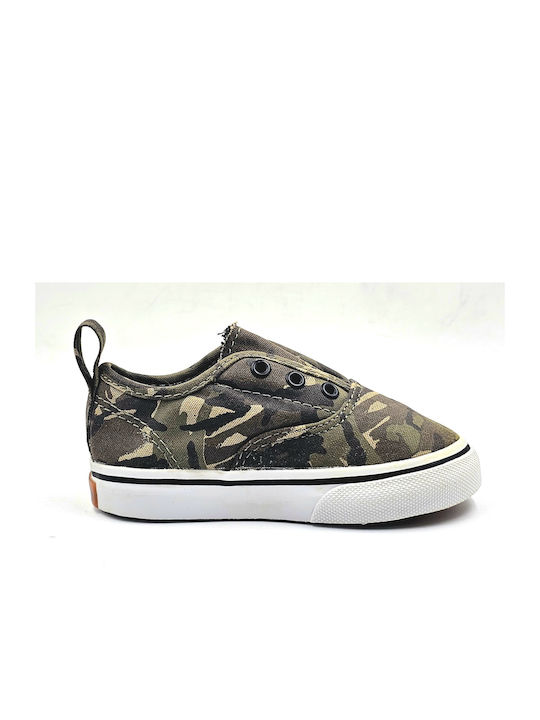 Vans Vn000rq2f84 Olive/true White Authentic V Kids Shoes From Canvas With Self-Adhesive Variant/White