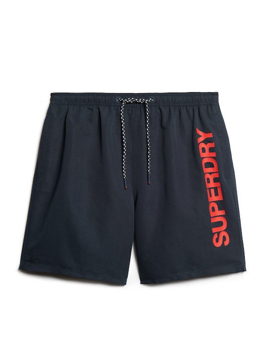 M D2 Men's Swimwear Shorts Navy Blue with Patterns