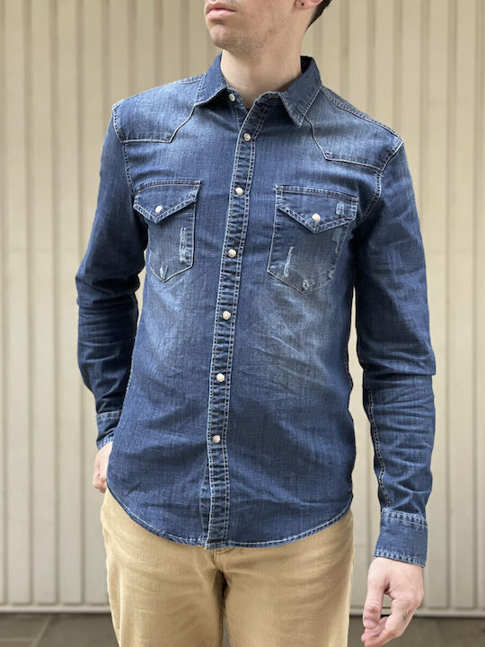 Bread And Buttons Men's Long-Sleeve Denim Shirt Bc0183