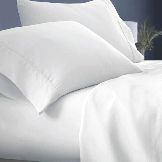 To megalo pazari Hotel Sheet White Queen Size 240x260cm 1pcs