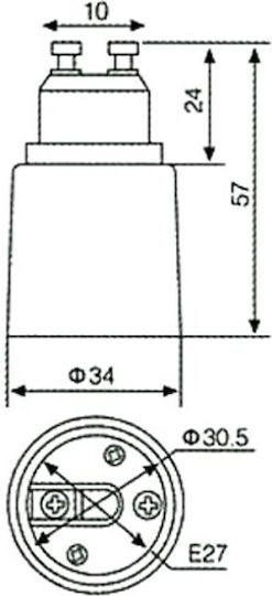 Душ адаптер от Gu10 към E27 Bna/frh 20012-010