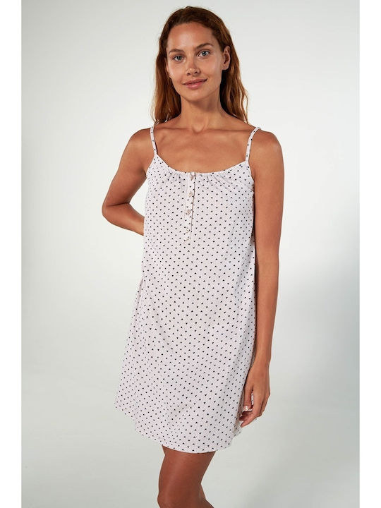 Vamp Women's Summer Cotton Nightgown Ecru