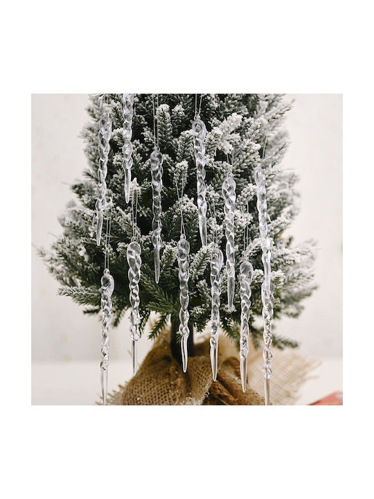 12Stk/Beutel Weihnachtszubehör Transparente Eisstange Anhänger Weihnachtsbaum Dekoration Faden Anhänger