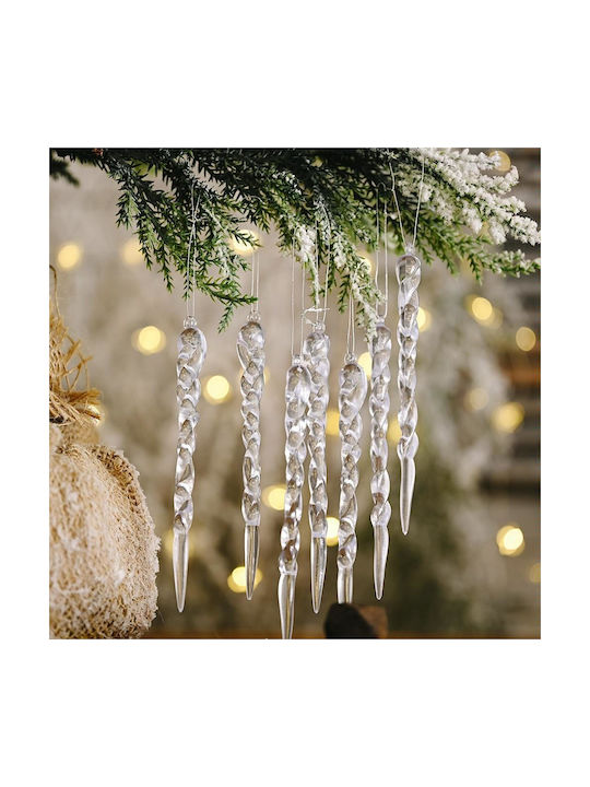 12Stk/Beutel Weihnachtszubehör Transparente Eisstange Anhänger Weihnachtsbaum Dekoration Faden Anhänger