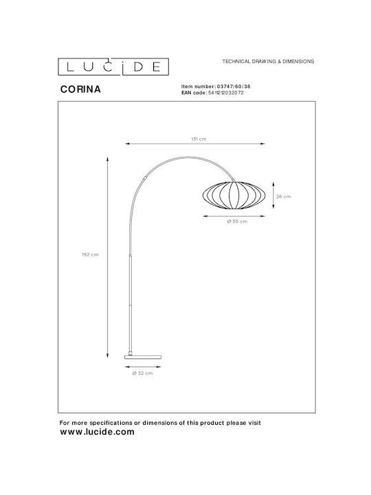 Lucide Lightning Stehleuchte mit Fassung für Lampe E27 Beige