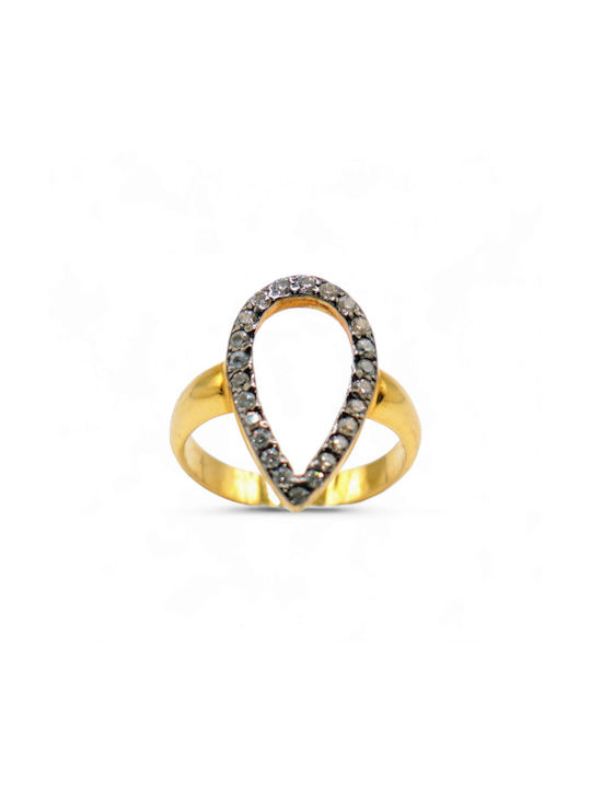 Women's Gold Plated Silver Ring with Zircon