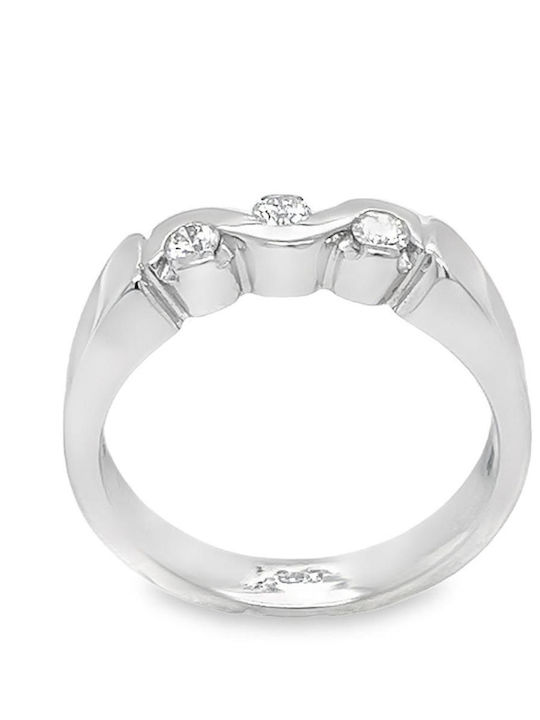 Xryseio Ring with Diamond made of White gold 18K