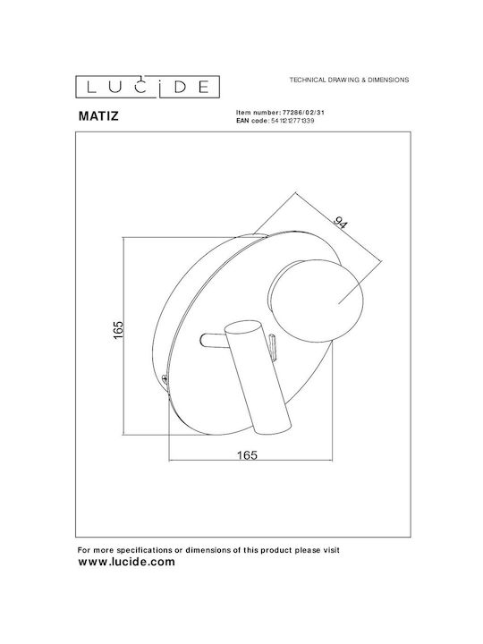 Lucide Lightning Μονό LED Θερμό Λευκό Σποτ σε Λευκό Χρώμα