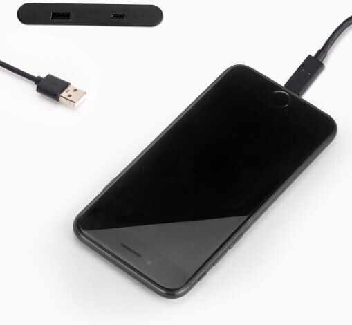 Emuca Priză Mortice Cu 2 Prize USB Neagră