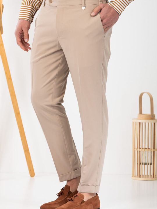 Vittorio Artist Men's Trousers in Slim Fit Beige