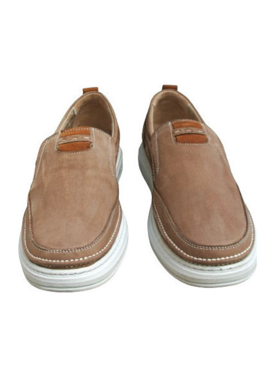 Leder Herren Slip-Ons Beige