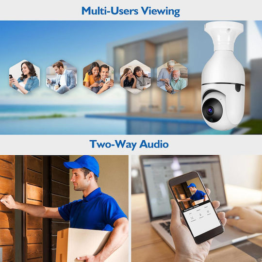 Smart IP Surveillance Camera Wi-Fi Full HD 1080p Waterproof with Two-Way Communication and Lens 4mm