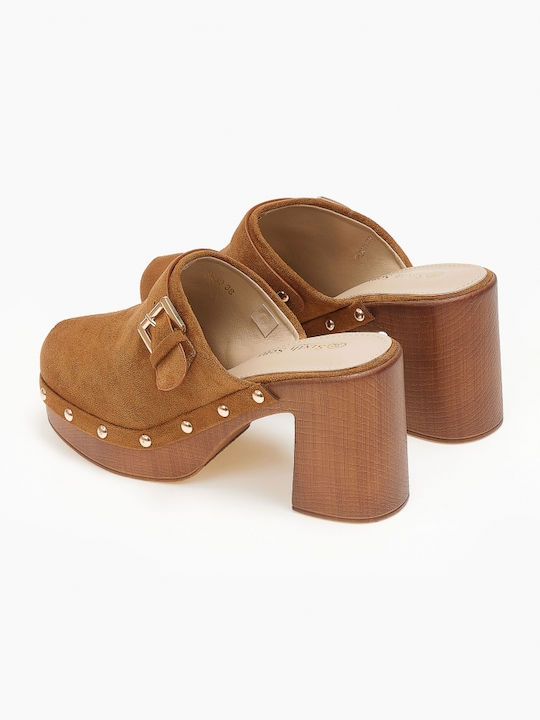 Issue Fashion Mules mit Chunky Absatz in Braun Farbe