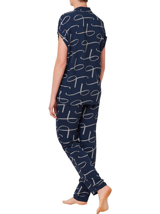Triumph Winter Women's Pyjama Set Navy Blue Boyfriend Triumph Winter Women's Pyjama Set Navy Blue Boyfriend