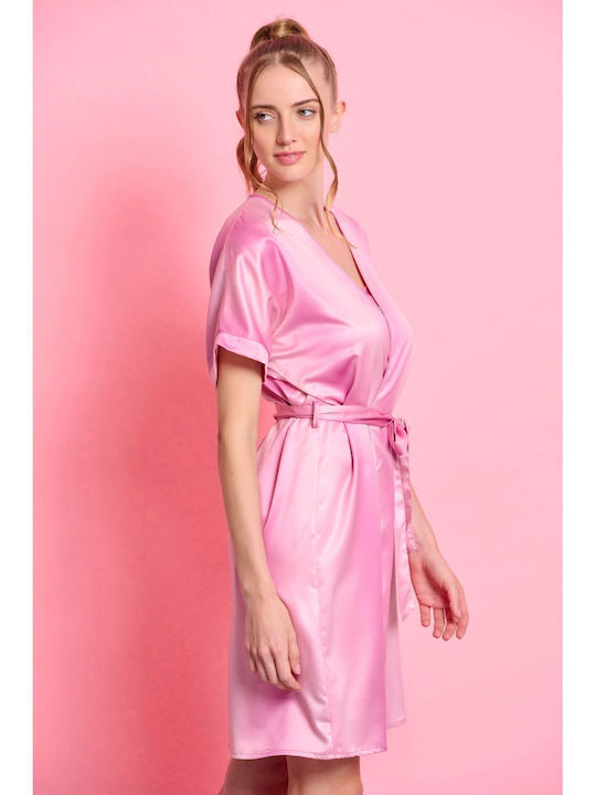 Jeannette Lingerie Sommer Damen Satin Robe Rosa