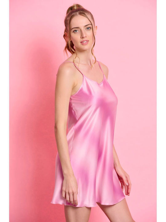 Jeannette Lingerie Women's Summer Satin Nightgown Pink