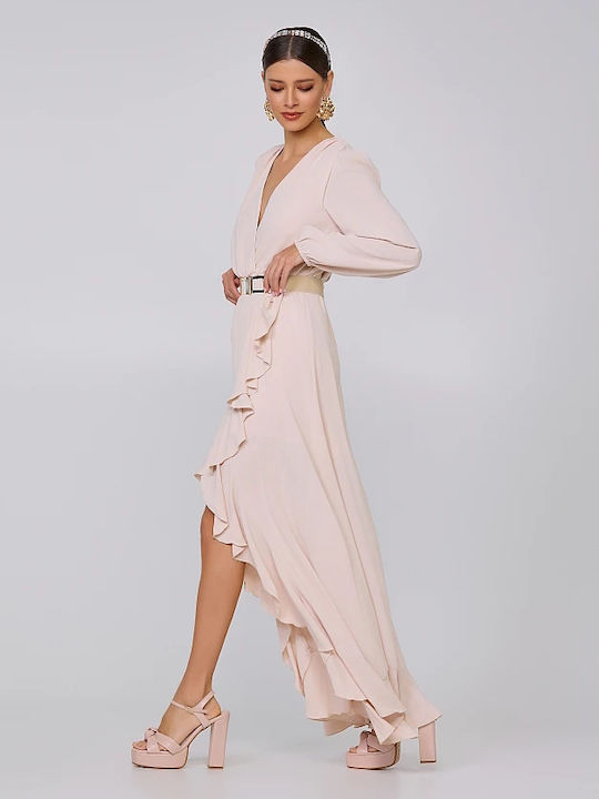 Lynne Maxi Dress Wrap with Ruffle CREAM