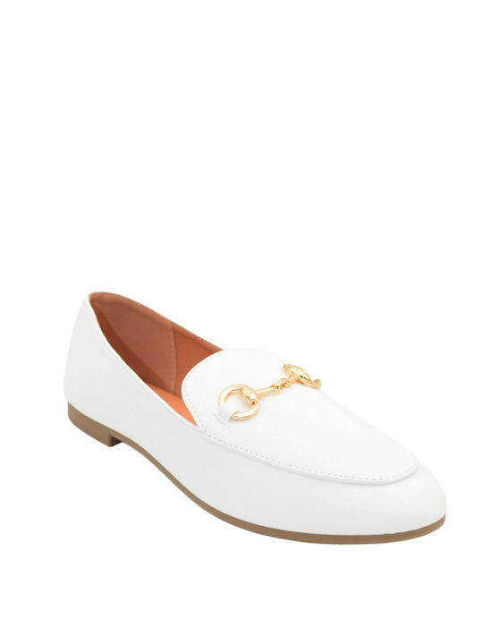 Morena Spain Leather Women's Moccasins in White Color