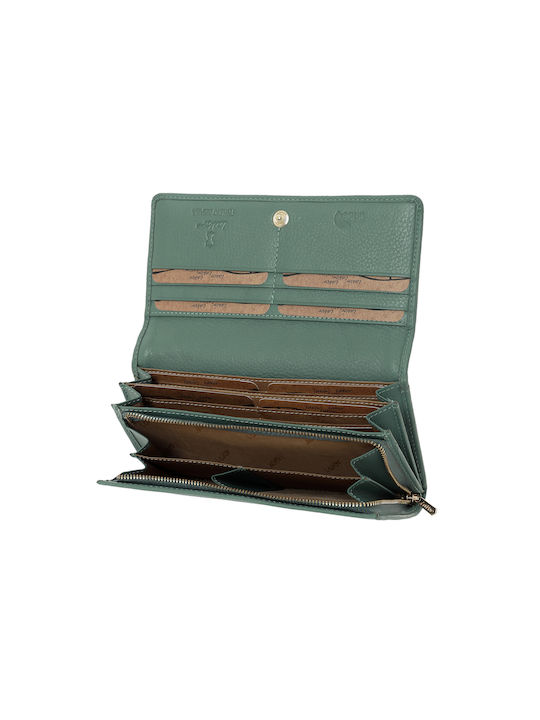 Lavor Large Leather Women's Wallet Cards with RFID Green