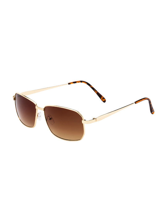 Sunglasses with Gold Metal Frame and Brown Gradient Lens 01-8506-6