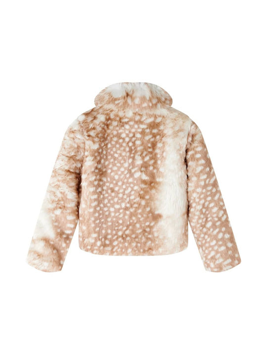 vidaXL Kids Fur Coat Short with Lining Cognac