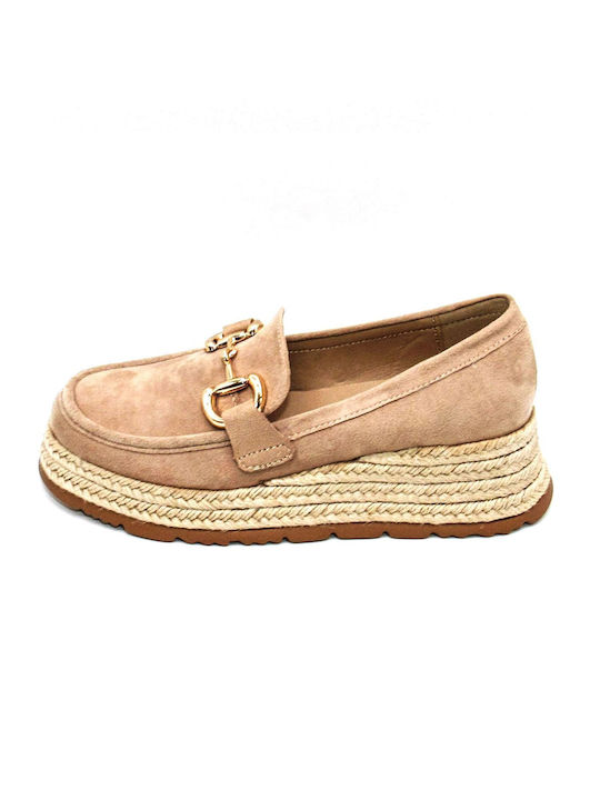 Ipodima Women's Moccasins in Beige Color