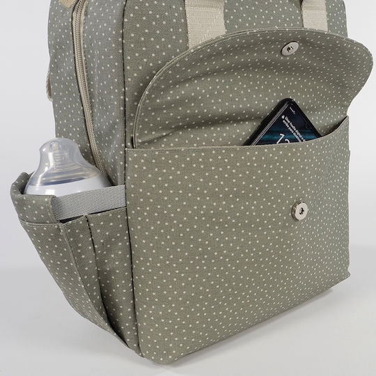 Backpack Changing Bag Poppy Olive Polka Dot | Walking Mum 1120800322