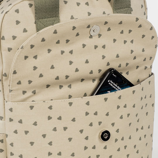 Backpack Changing Bag Poppy Olive Hearts | Walking Mum 1120800324