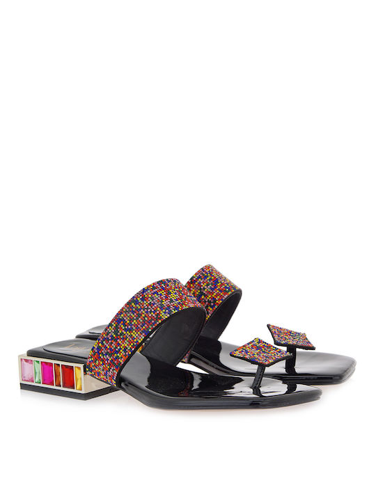 Lara Conte Madrid Synthetic Leather Women's Sandals with Strass Multicolour