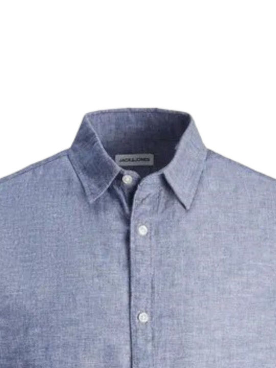 Cămașă cu mânecă scurtă Jack & Jones Jjelinen Blend Sn 12248592-faded Denim Cămașă cu mânecă scurtă pentru bărbați Jack & Jones Jjelinen Blend Sn 12248592-faded Denim pentru bărbați