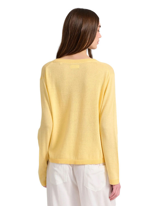 Funky Buddha Women's Blouse with V Neck Yellow