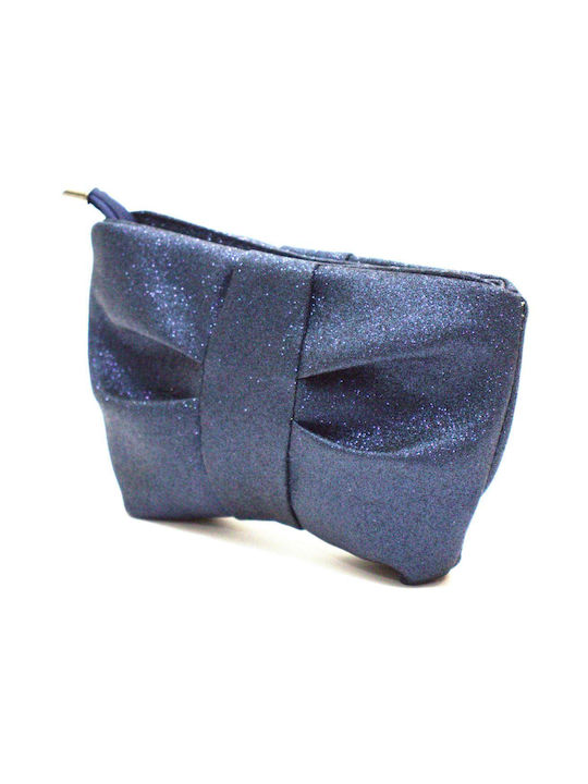 Yuko B: Shoulder Bag Moon Design Bow-Blue Shoulder Bag With Gold Dust