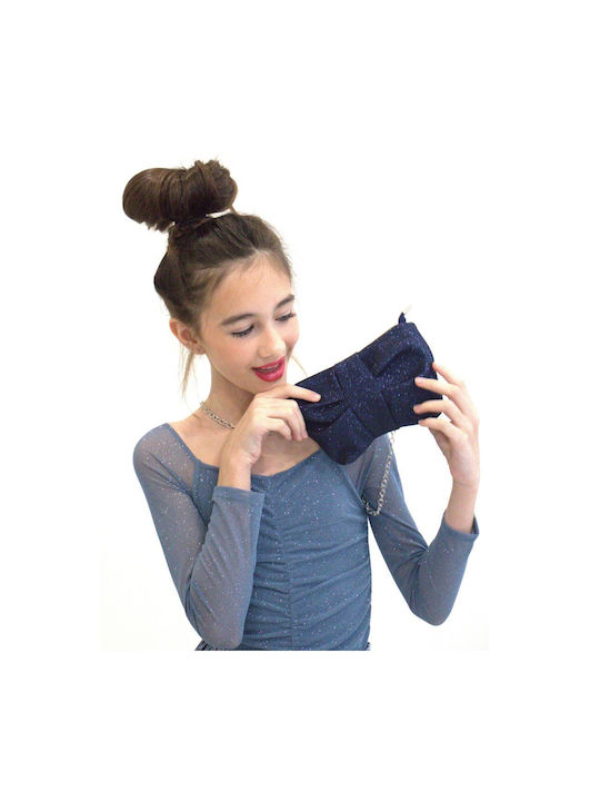 Yuko B: Umhängetasche Moon Design Bow-Blaue Umhängetasche mit Goldstaub