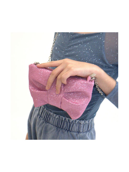 Yuko B: Geantă de umăr Moon Design Bows-Ros cu praf de aur