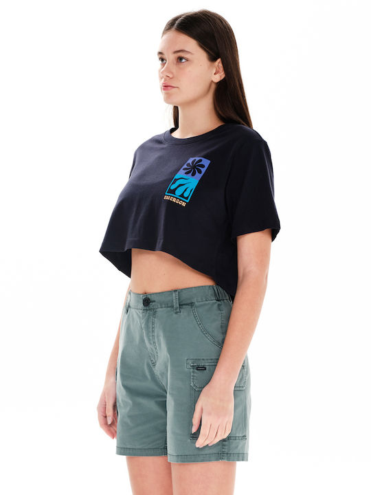 Emerson Damen Oversized Crop T-Shirt Schwarz